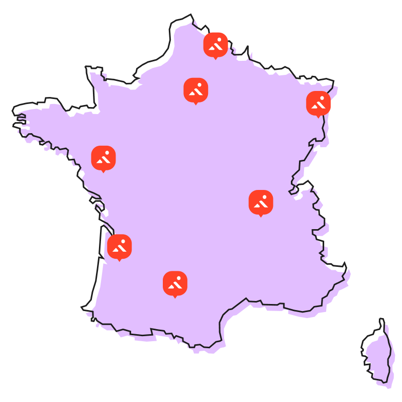 Carte de France des villes couvertes par le service Cyclofix